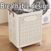AoForce Rolling Laundry Basket with Handle PP Material Plastic Laundry Basket Collapsibles Laundry Hamper for Home Organizer Storage Narrow Slit Storage(Yellow,37.5 * 30.5 * 50CM) view 2