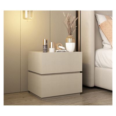 BABETRUE Bedstand Modern Minimalist Double Drawer Bedside Table Bedroom Bedside Table Storage Cabinet Home Storage Bedside Table Night Stand(D)