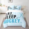 Feelyou Ice Hockey Comforter Set with Sheets Queen Size Light Blue Ice Sports Games 7 Pieces Bedding Set for Kids Boys Girls Teens Hockey Player Bed in a Bag Puck Hockey Bed Set view 1