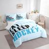 Feelyou Ice Hockey Comforter Set with Sheets Queen Size Light Blue Ice Sports Games 7 Pieces Bedding Set for Kids Boys Girls Teens Hockey Player Bed in a Bag Puck Hockey Bed Set view 2