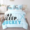 Feelyou Ice Hockey Comforter Set with Sheets Queen Size Light Blue Ice Sports Games 7 Pieces Bedding Set for Kids Boys Girls Teens Hockey Player Bed in a Bag Puck Hockey Bed Set view 3