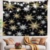 BaoNews Christmas Snowflakes Tapestry, White Golden Snowflakes On Black Large Wall Hanging Polyester Tablecloths Tapestry Bedroom Room Living Room Dorm 51.2 x 59.1 inches view 1