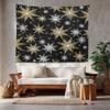 BaoNews Christmas Snowflakes Tapestry, White Golden Snowflakes On Black Large Wall Hanging Polyester Tablecloths Tapestry Bedroom Room Living Room Dorm 51.2 x 59.1 inches view 3