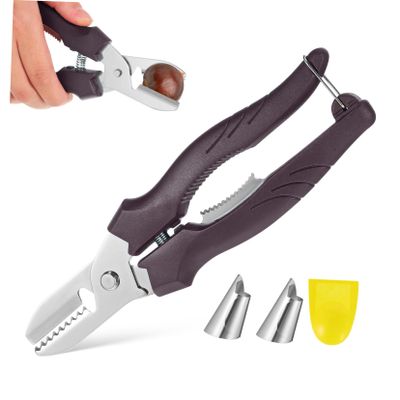 STOBAZA Manual Chestnut Cutter Metal Nut Cracker Ergonomic Handle and Finger Covers