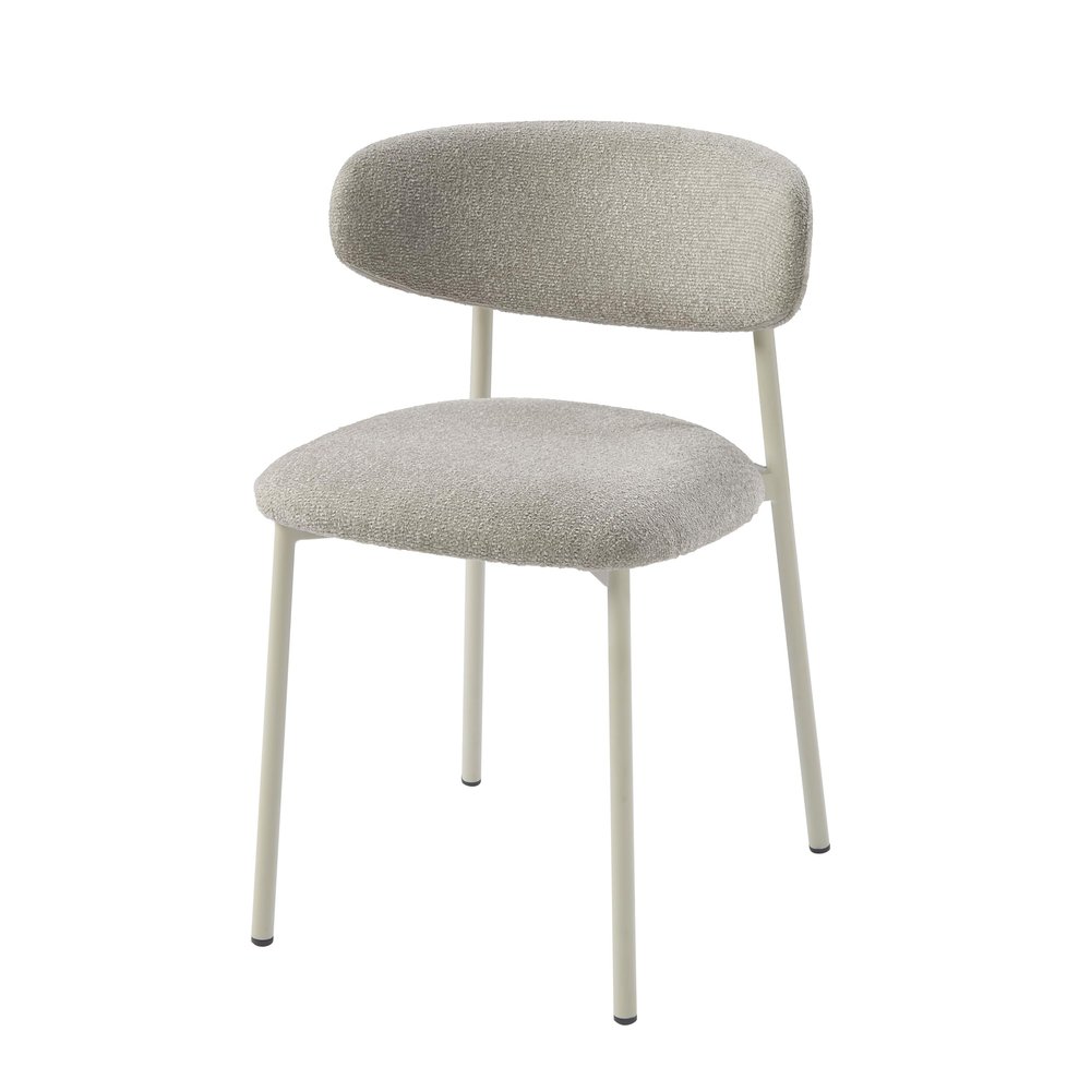 Acme Ingram Metal & Fabric Upholstered Side Chair in Light Gray (Set of 2)