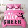 Feelyou Cheer Comforter Set with Sheets King Size Ombre Pink Cheerleading 7 Pieces Bedding Set for Kids Boys Girls Teens Cheerleader Bed in a Bag Dancing Cheer Lover Bed Set view 3