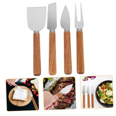 STOBAZA 4pcs Professional Cheese Knife Fork Cheese Spreaders Cutters Kitchen Supplies Straight Handle