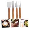STOBAZA 4pcs Professional Cheese Knife Fork Cheese Spreaders Cutters Kitchen Supplies Straight Handle view 1