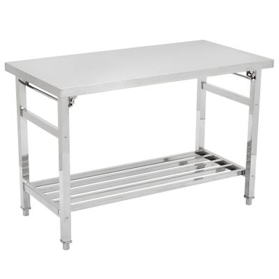 47 x 24 Inch Stainless Steel Prep Table, Commercial Worktables & Workstations with Adjustable Undershelf, Heavy Duty Folding Kitchen Island for Restaurant Kitchen Laundry