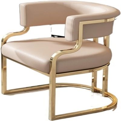 Seodradow Chairs Gold Style Chair Leather Dining Living Room Elegant Dining Chair Lounge Metal(Size:One Size,Color:White)