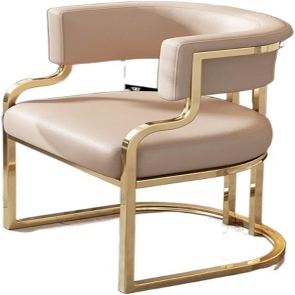 Seodradow Chairs Gold Style Chair Leather Dining Living Room Elegant Dining Chair Lounge Metal(Size:One Size,Color:White)