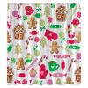 UPUMKSK Merry Christmas Shower Curtain Cute Cartoon Cookies House Cute Xmas Tree Pink Candy Xmas Winter Holiday Happy New Year Bath Curtain with Hooks view 1