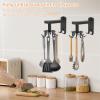 Kitchens Utensil Rack, Firm Rotating Utensils Hanging Rack, Versatile Utensil Holder Hooks Easy to Install Hanging Utensil Holder Hooks No Drill Self Adhesive Utensil Hanger for Home(Black) view 4