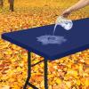 Smiry Rectangle Tablecloth, Elastic Fitted Flannel Backed Vinyl Tablecloths for 8ft Folding Tables, Waterproof Wipeable Table Covers for Indoor, Outdoor, Picnic and Camping (Navy, 36"x96") view 1
