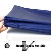 Smiry Rectangle Tablecloth, Elastic Fitted Flannel Backed Vinyl Tablecloths for 8ft Folding Tables, Waterproof Wipeable Table Covers for Indoor, Outdoor, Picnic and Camping (Navy, 36"x96") view 2