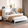 Full Size Murphy Chest Bed with Large Drawers and Rattan Decoration, Versatile Foldable Cube Cabinet Bed for Home Office Small Room (White, Full) view 4