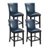 BAXMUY Set of 4 Counter Height Bar Stools, Dark Blue Faux Leather with Back, Solid Wood Legs Bar Chairs, 25.6" Seat  Ideal for Kitchen Island or Home Bar view 1