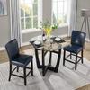 BAXMUY Set of 4 Counter Height Bar Stools, Dark Blue Faux Leather with Back, Solid Wood Legs Bar Chairs, 25.6" Seat  Ideal for Kitchen Island or Home Bar view 2