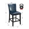 BAXMUY Set of 4 Counter Height Bar Stools, Dark Blue Faux Leather with Back, Solid Wood Legs Bar Chairs, 25.6" Seat  Ideal for Kitchen Island or Home Bar view 3