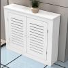 Snaweo White Radiator Cover, Heating Cabinet with Double Doors and Storage Shelves, Radiator Cover Cabinet Shelf, PVC Radiator Shelve, Hide Cluttered Pipes, Room Furniture(L90xH90xW15cm) view 1