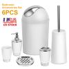 Bathroom Accessories Set 6 Pcs Bathroom Set Ensemble Complete Soap Dispenser Toothbrush Holder (White) view 2