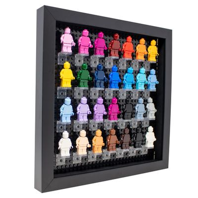 Figurine Display Case 10x10 Black Shadow Box for Miniature Figures 10x10 Black Wood Shadow Box with Black Base to Display Up to 28 Block Figures
