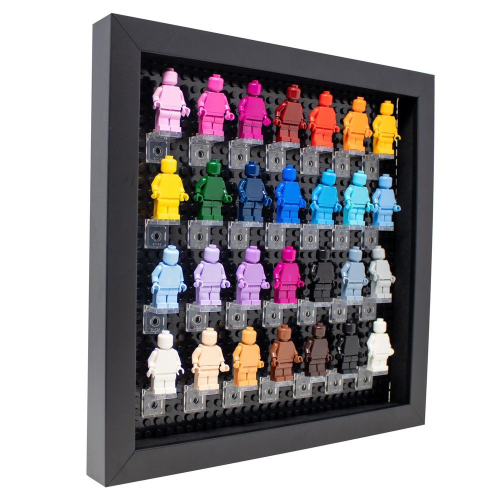 Figurine Display Case 10x10 Black Shadow Box for Miniature Figures 10x10 Black Wood Shadow Box with Black Base to Display Up to 28 Block Figures