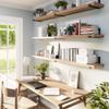 Wallniture Forte 72" Long x 9.25" Deep Floating Wall Shelves, Book Shelves Wall Mount, Wooden Shelf for Living Room, Kitchen, Pantry and Office Decor, Set of 3, Burnt Finish, Real Wood view 4
