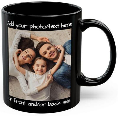 Custom Mug with Photo, Image, Text or Company Logo including Pet Photos  11oz  Ideal for Gifts for Family and Friends including Birthdays, Anniversaries and Christmas
