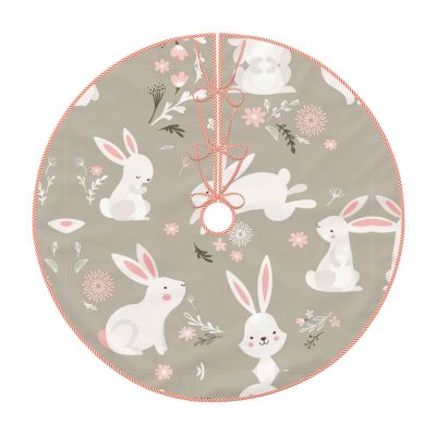 Easter Bunny Floral Print Christmas Tree Dress Holiday Party Tree Dress Decorated New Year Halloween Tree mat