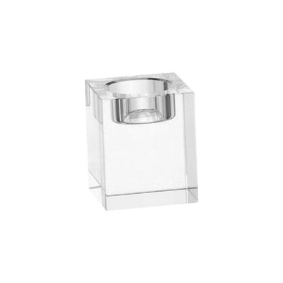 Luxshiny Crystal Candle Holder Square Tealight Candlestick Home Restaurant Centerpiece