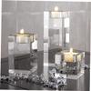 Luxshiny Crystal Candle Holder Square Tealight Candlestick Home Restaurant Centerpiece view 4