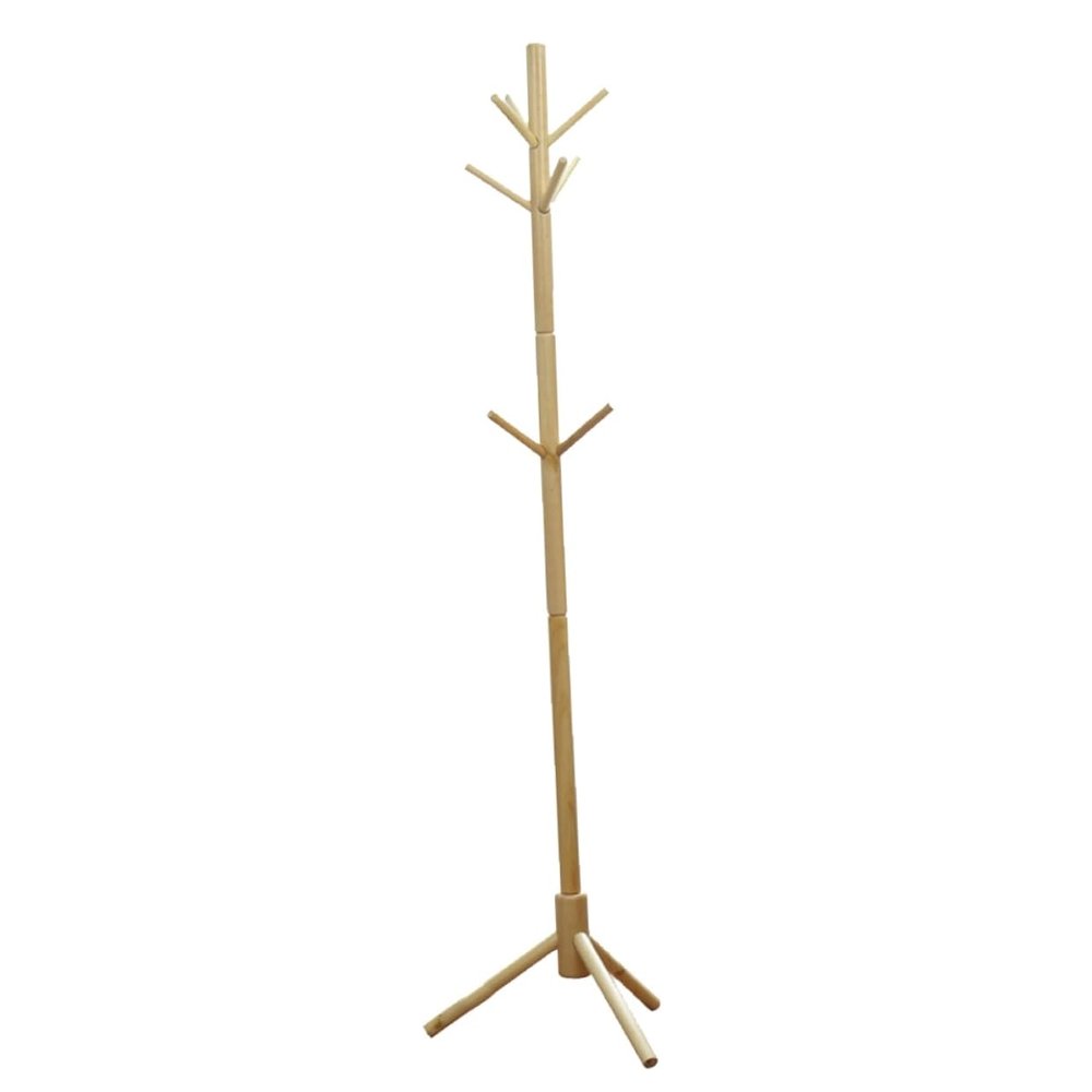DECHOUS Wooden Coat Rack Tree Stand 6 Hooks Freestanding Natural Wood Clothes Hanger for Coats Hats and Bags Easy Assembly for Home and Office