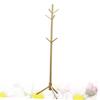 DECHOUS Wooden Coat Rack Tree Stand 6 Hooks Freestanding Natural Wood Clothes Hanger for Coats Hats and Bags Easy Assembly for Home and Office view 3