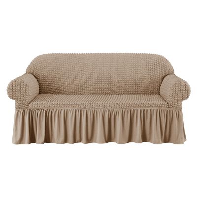 CACXKEP Sofa Slipcover Washable Stretch Universal 3 Cushion Couch Covers for Sofa 1 Piece Furniture Covers for Sofa and Loveseat with Skirt,Oatmeal,2 Seater
