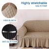 CACXKEP Sofa Slipcover Washable Stretch Universal 3 Cushion Couch Covers for Sofa 1 Piece Furniture Covers for Sofa and Loveseat with Skirt,Oatmeal,2 Seater view 4