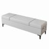 Storage Ottoman Bench Leather Upholstered Bedroom Bench with Large Storage Space Entryway Shoe Bench with Seat Cushion and Metal Legs for Living Room, Hallway view 1