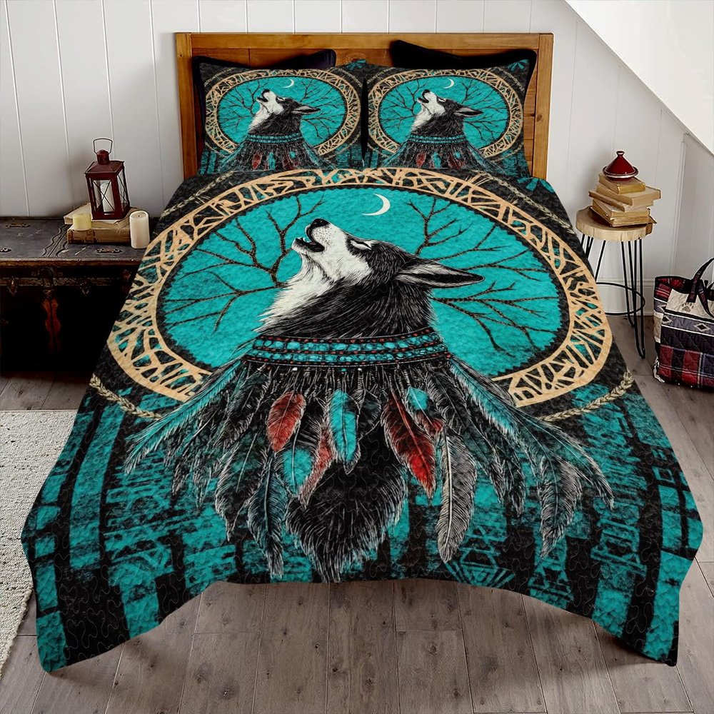 Wolf Quilt King Size Wolf Bedding Set - Wolf Bedding Set - Native Wolf Comforter Set Queen Size Wolf Comforter, Wolf Quilt Queen Size Wolf Bed Set Wolf Bedding Set Full Wolf Comforter Full Twin Size