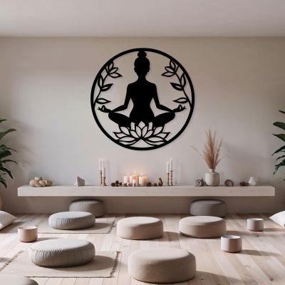 Metal Zen Wall Decor, Buddha Wall Decor, Lotus Wall Art, Buddhist Wall Hanging, Wall Decorations for Living Room, Bedroom, Yoga Studio