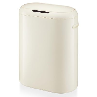 13 Gallon White Automatic Trash Can, Touchless Motion Sensor Kitchen Trash Can with Soft-Close Lid, 50L Slim Garbage Bin Smart Garbage Can for Bathroom Living Room Office