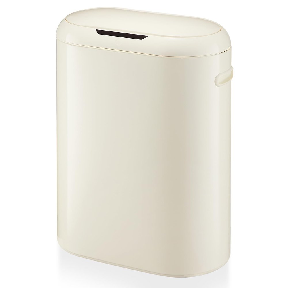 13 Gallon White Automatic Trash Can, Touchless Motion Sensor Kitchen Trash Can with Soft-Close Lid, 50L Slim Garbage Bin Smart Garbage Can for Bathroom Living Room Office
