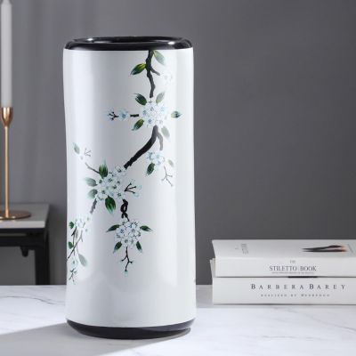 SEIFE Luxurious Hand-Made Umbrella Stand Barrels Living Room Floor-Standing Freestanding Cane,Multifunctional Painted PorcelainVintage Ceramics Flower Vases for Home Office Entrance Indoor(A)