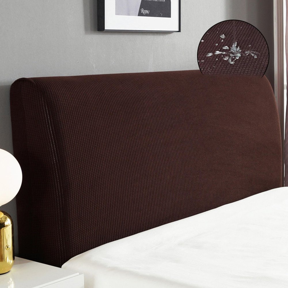 ZYANLING Stretch Headboard Cover Queen King Full Size Waterproof, Stretch Bed Headboard Slipcover Anti Slip Dustproof Protector Cover for Bedroom Decor (Deep Coffee,Cal King:180cm/70in)