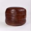 BBHHOMES Handmade Eco-Friendly Solid Buffalo Leather with Fibre Filled Pouf Brown Color Round 16" x 16" x 16" Buffalo Leather Pouf for Living Room, Bedroom Seating, Patio view 2