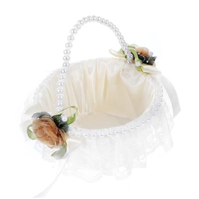 Unomor Wedding Flower Girl Basket Bowknot Decor Elegant Satin Petal Holder for Ceremony for Weddings and Special Events Versatile Floral Basket for Flower Girls