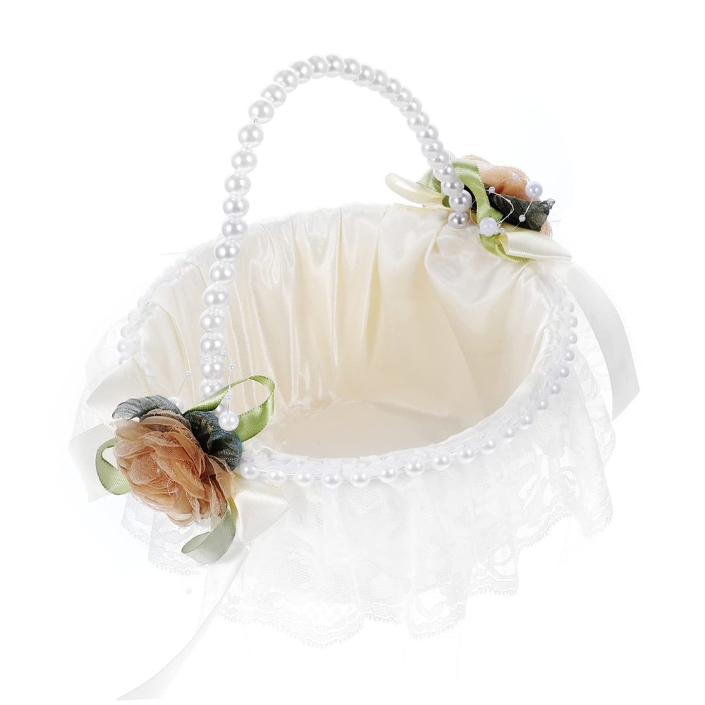Unomor Wedding Flower Girl Basket Bowknot Decor Elegant Satin Petal Holder for Ceremony for Weddings and Special Events Versatile Floral Basket for Flower Girls