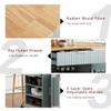 Fluted Kitchen Island with Trash Can Storage Cabinet, Power Outlet, Internal Storage Rack, Rolling Kitchen Cart on 5 Wheels with 3 Drawer, 3 Open Side Racks for 10 Gallon Garbage Bin (Grey/10 Gallon) view 4