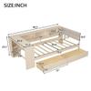 Aiuyesuo Twin Size Platform Bed with Storage Shelves and Study Desk, Wood Daybed Frame with Upholstered Headboard and 2 Drawers for Office/Living Room/Bedroom, Maximize Space view 2