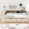 Aiuyesuo Twin Size Platform Bed with Storage Shelves and Study Desk, Wood Daybed Frame with Upholstered Headboard and 2 Drawers for Office/Living Room/Bedroom, Maximize Space view 3