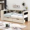 Aiuyesuo Twin Size Platform Bed with Storage Shelves and Study Desk, Wood Daybed Frame with Upholstered Headboard and 2 Drawers for Office/Living Room/Bedroom, Maximize Space view 4